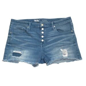 Mossimo High Waist Distressed Denim Stretch Shorts Size 16